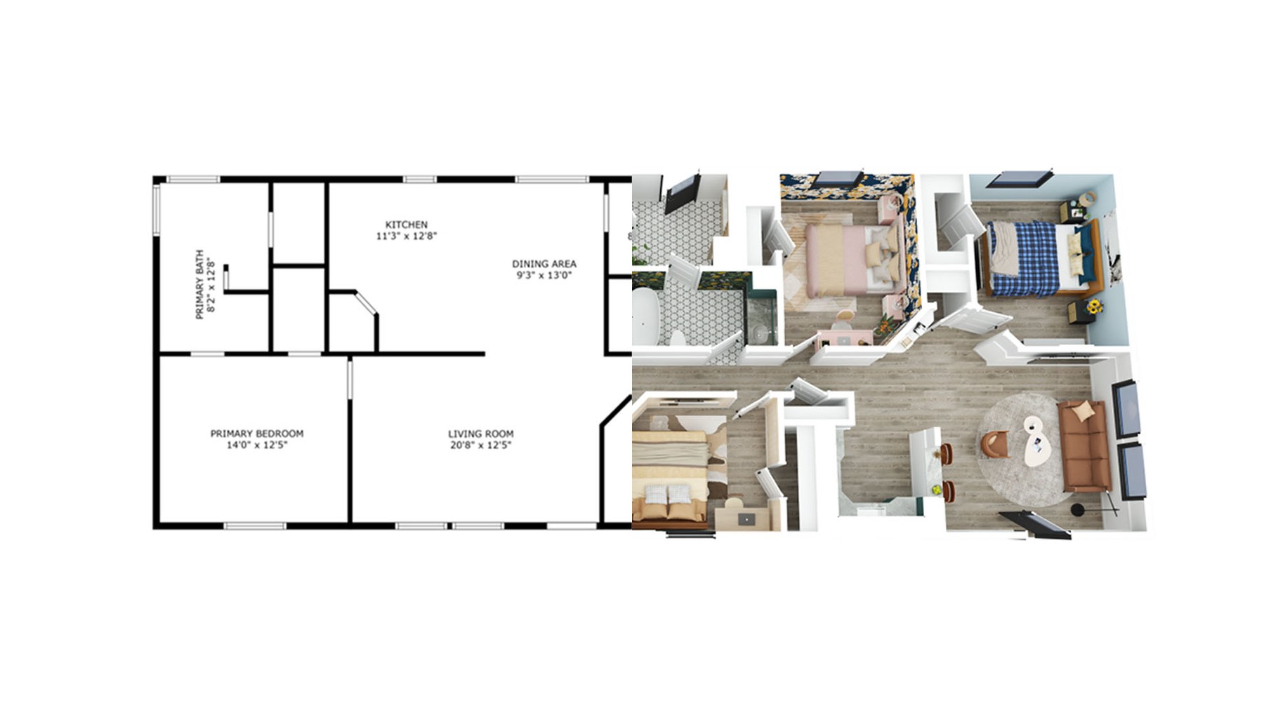 Sample 2D and 3D floor plan