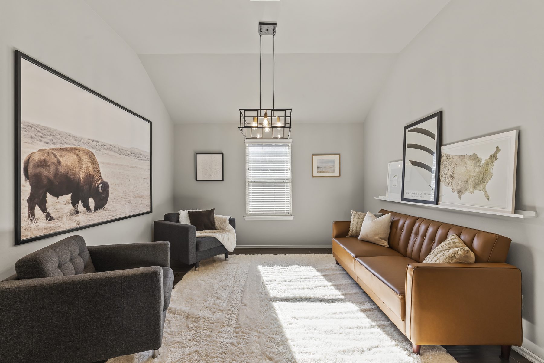 Bright open-concept living room interior